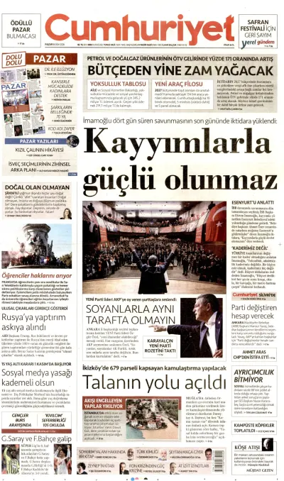 Cumhuriyet manşeti