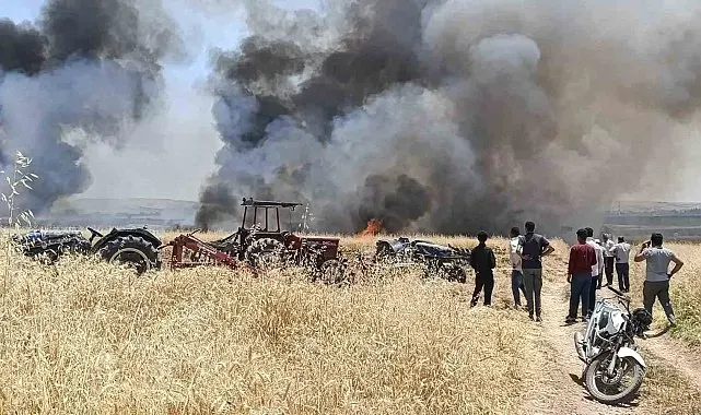 Gaziantep'te 400 dönüm ekili alan alev alev yandı