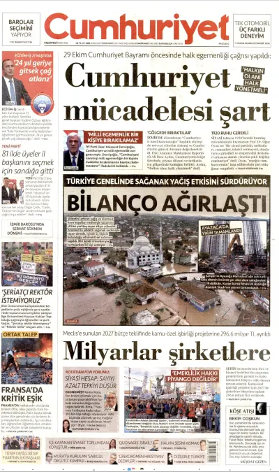 Cumhuriyet manşeti