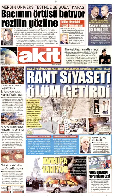 Yeni Akit manşeti