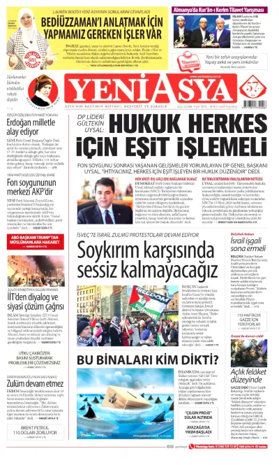 Yeni Asya manşeti