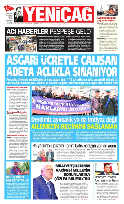 Yeniçağ manşeti