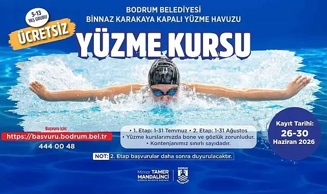 Bodrum Belediyesinden çocuklara ücretsiz yüzme kursu