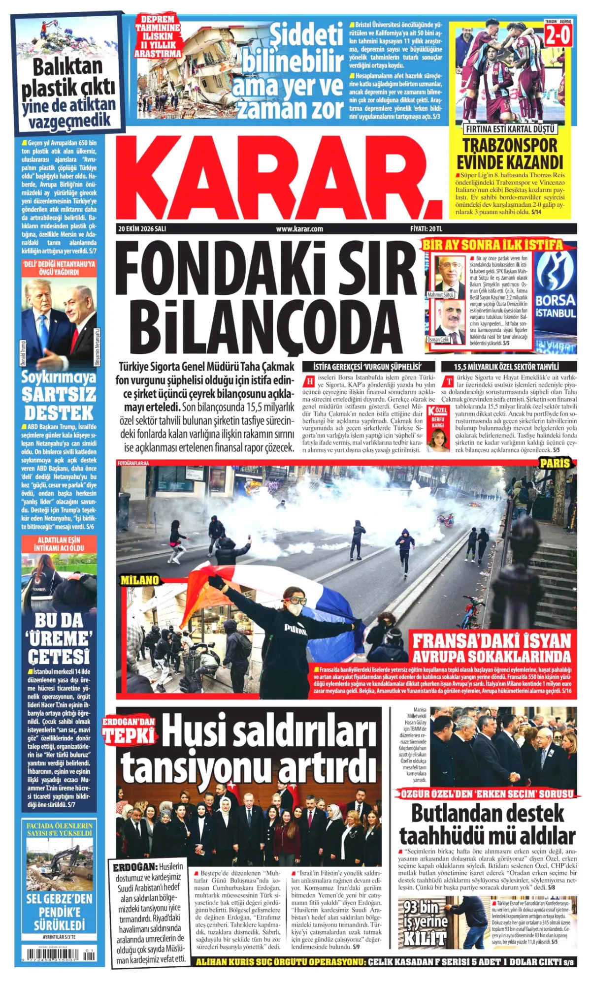 Karar birinci sayfa manşeti (21 Ekim 2026)