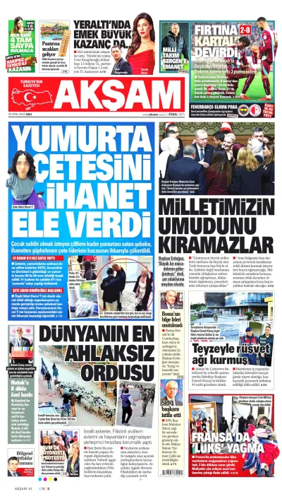 Akşam manşeti
