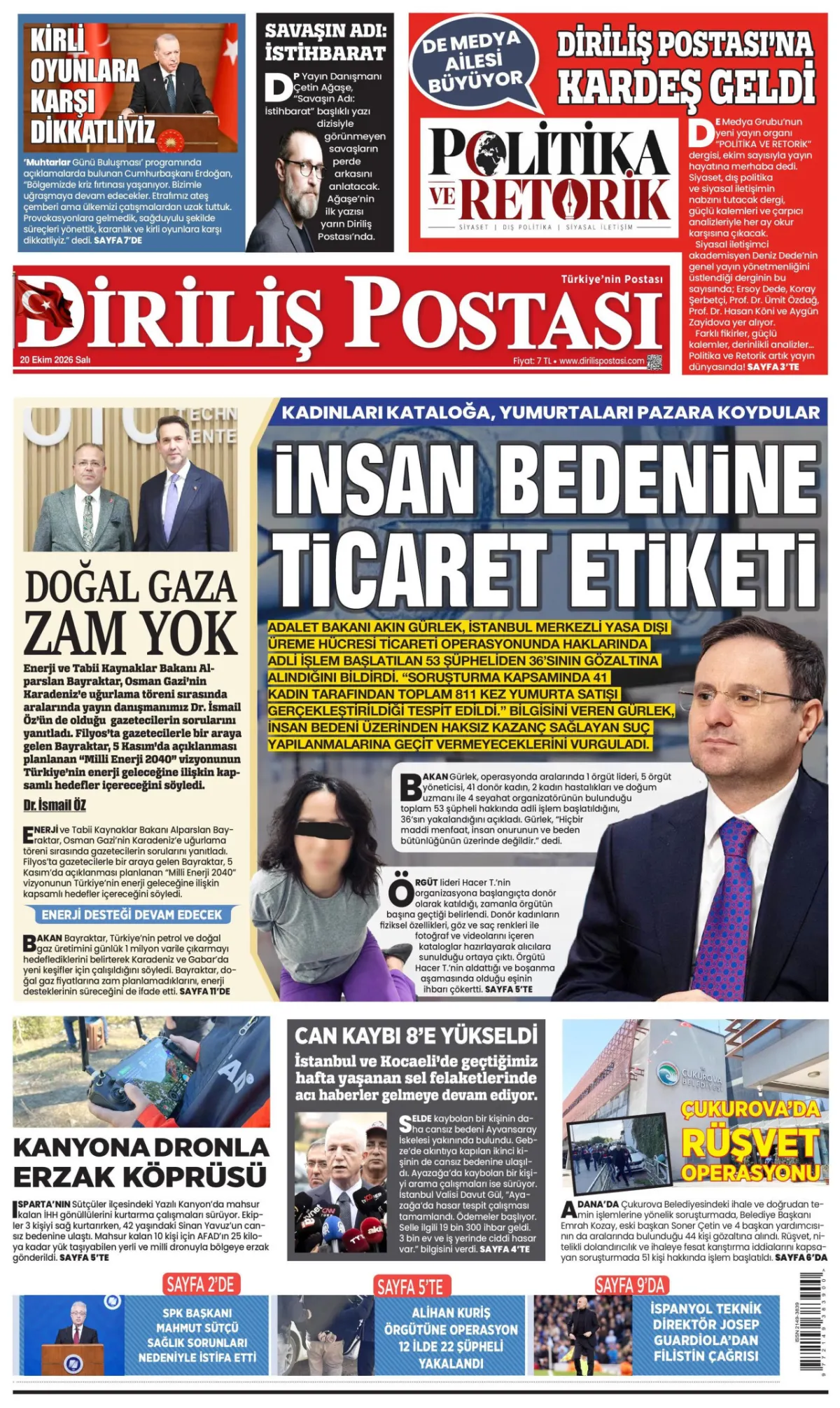 Diriliş Postası birinci sayfa manşeti (21 Ekim 2026)