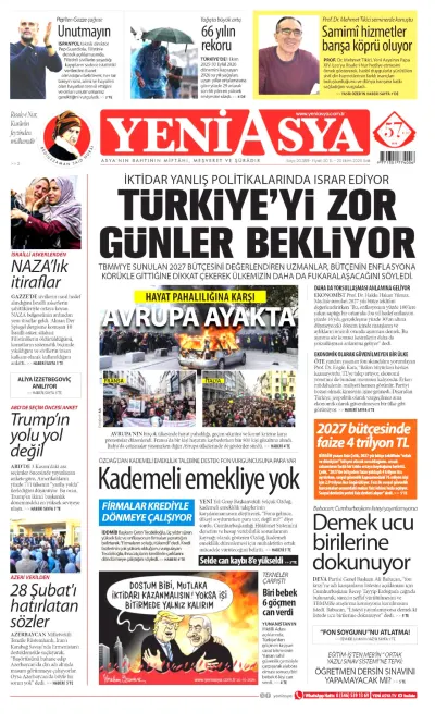 Yeni Asya manşeti