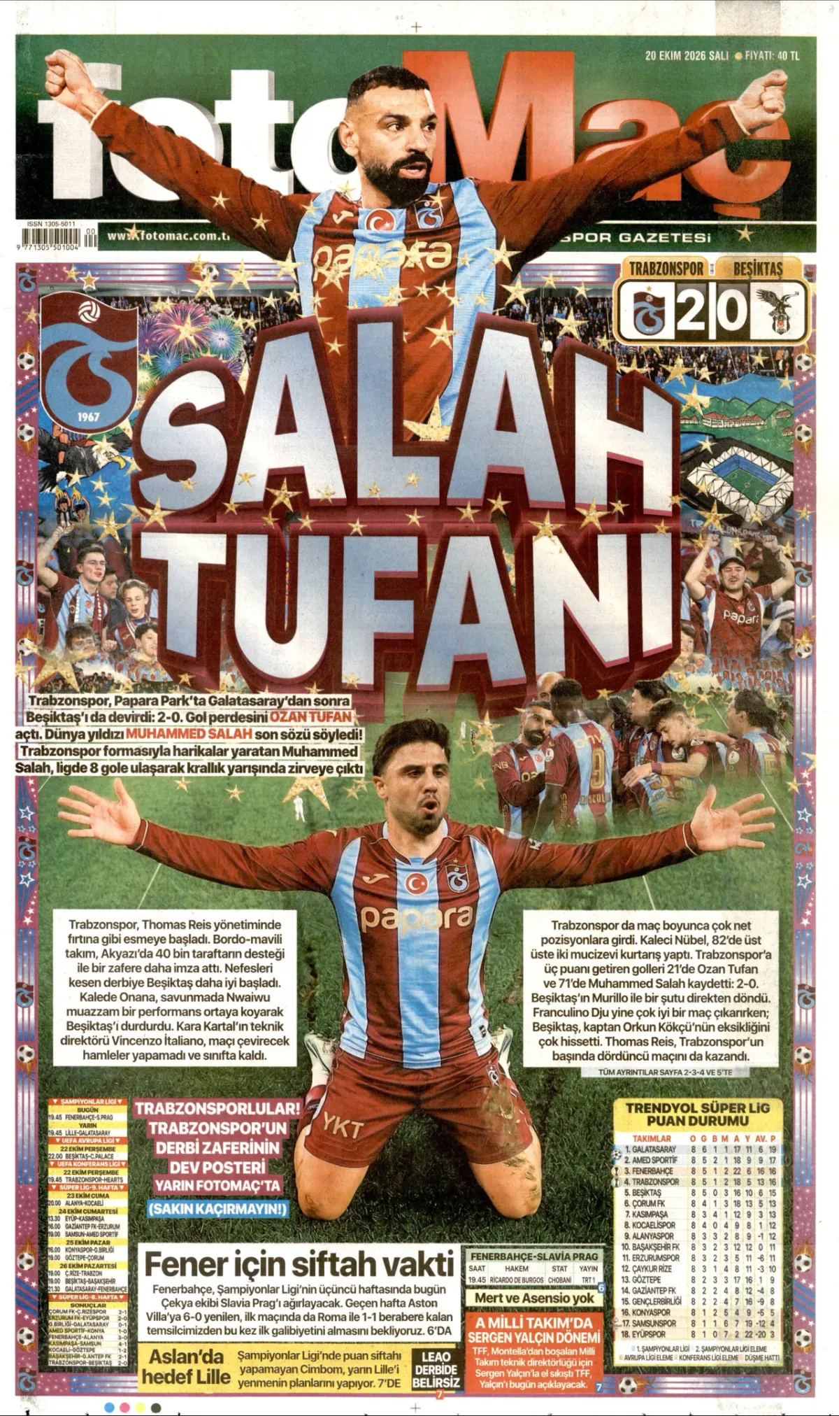 Fotomaç birinci sayfa manşeti (21 Ekim 2026)