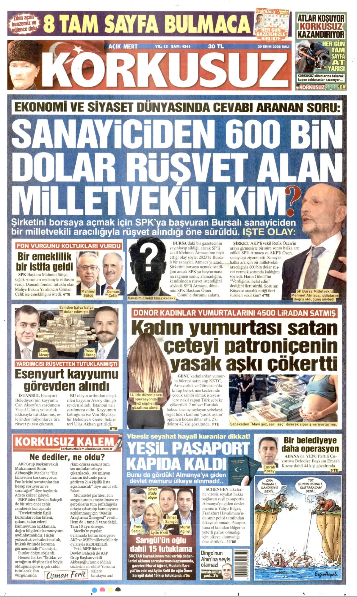 Korkusuz birinci sayfa manşeti (21 Ekim 2026)