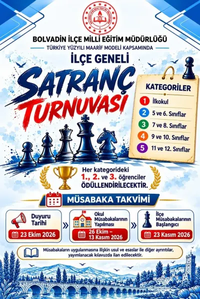 Bolvadin’de Öğrenciler İçin Geniş Katılımlı Satranç Turnuvası Düzenleniyor