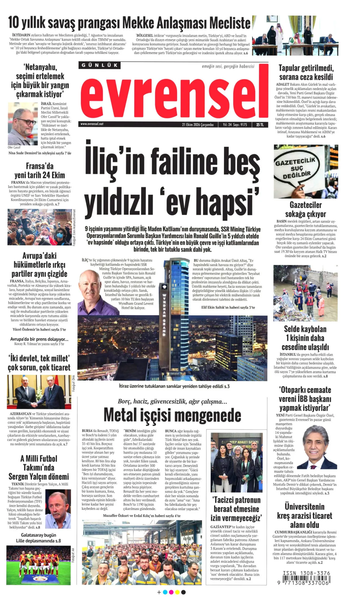 Evrensel birinci sayfa manşeti (22 Ekim 2026)