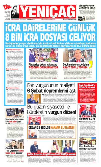 Yeniçağ manşeti