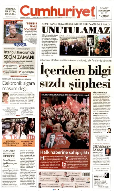 Cumhuriyet manşeti