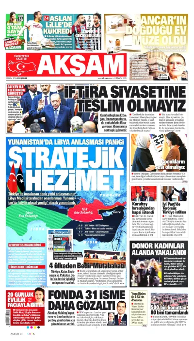 Akşam manşeti