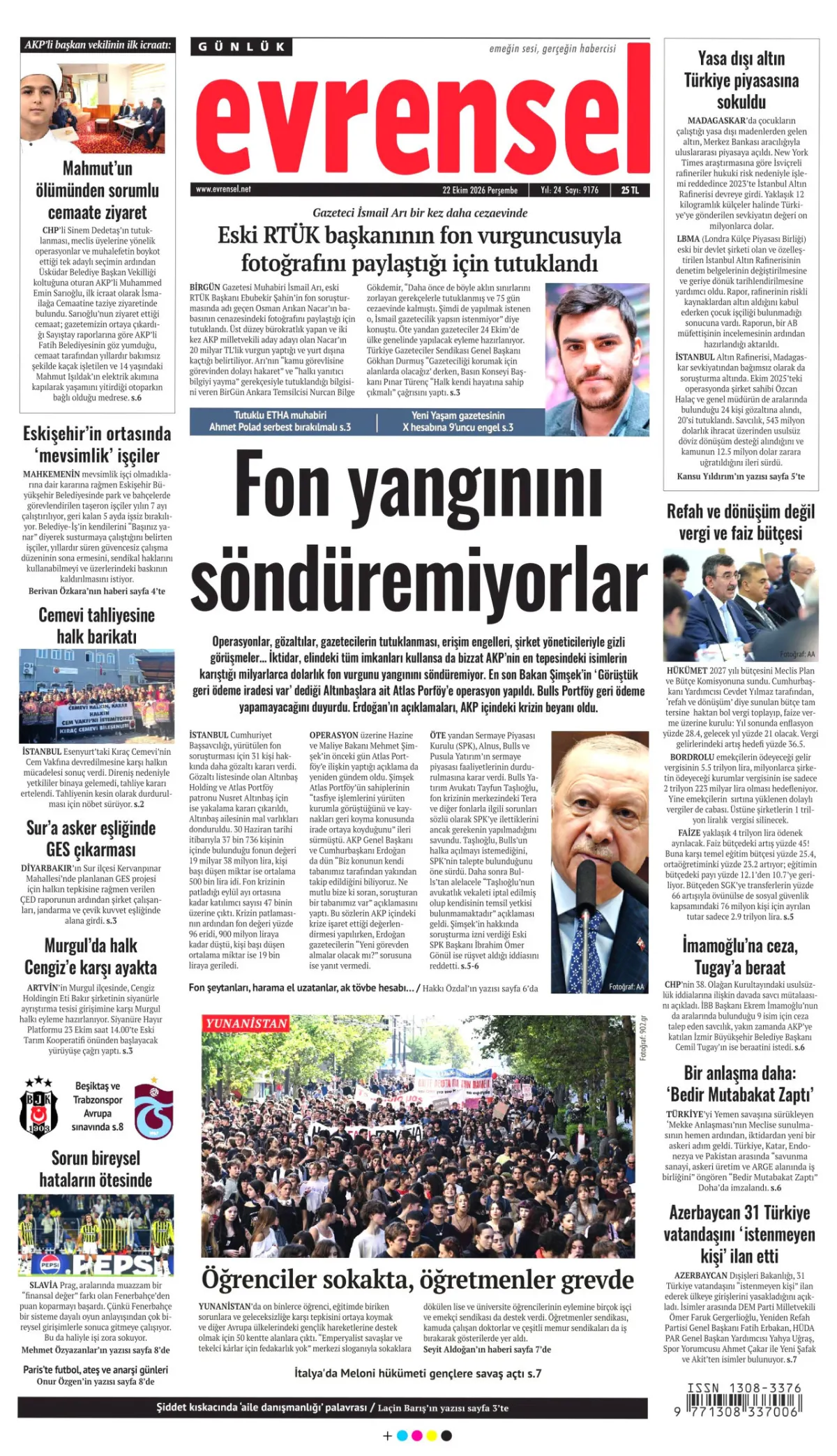 Evrensel birinci sayfa manşeti (23 Ekim 2026)