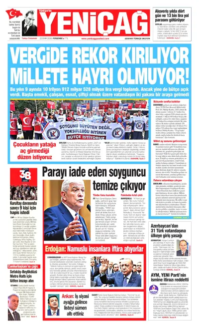 Yeniçağ manşeti