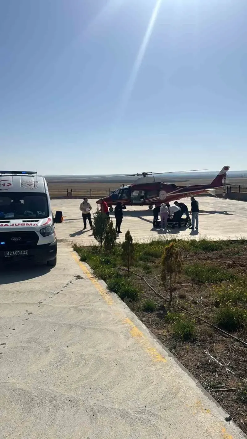 Konya'da Rahatsızlanan 70 Yaşındaki Hasta Helikopter Ambulansla Sevk Edildi