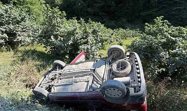 Takla atan otomobilden sağ çıktı