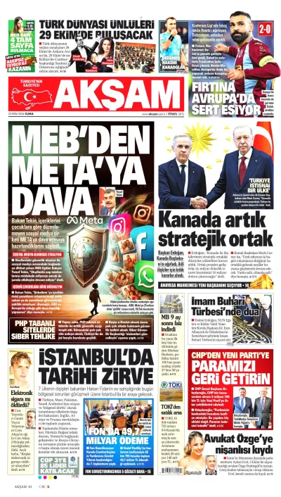 Akşam manşeti