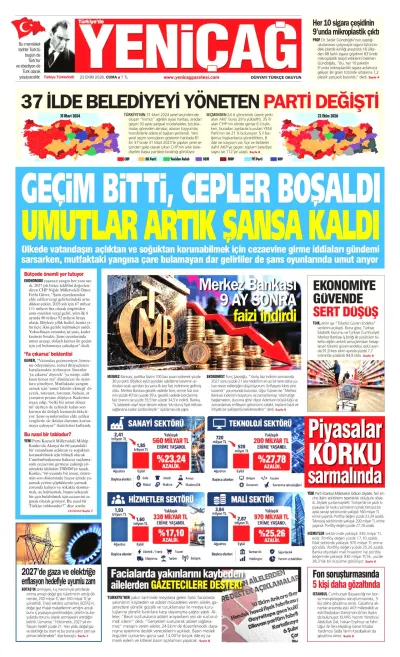 Yeniçağ manşeti