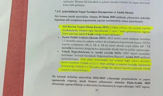 Gebze'deki çöken bina ile ilgili nihai rapor savcılığa sunuldu
