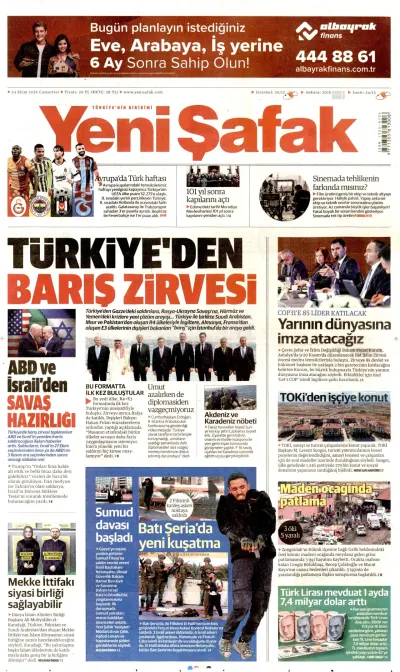 Yeni Şafak manşeti