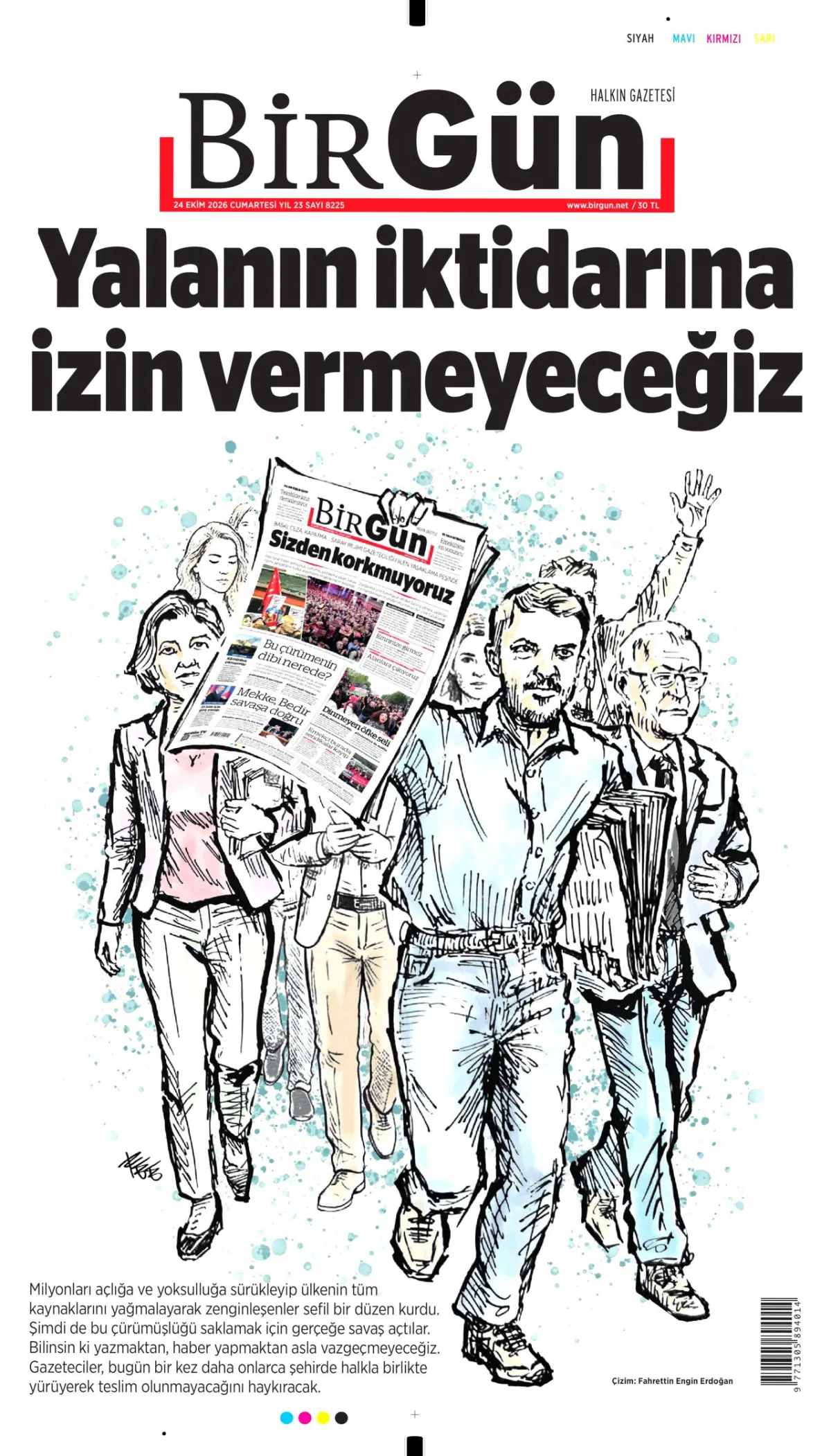 BirGün birinci sayfa manşeti (25 Ekim 2026)