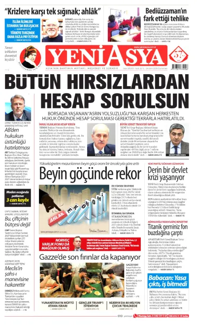 Yeni Asya manşeti