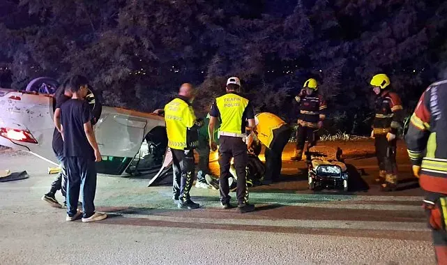 Takla atan araçta 2 kişi yaralandı
