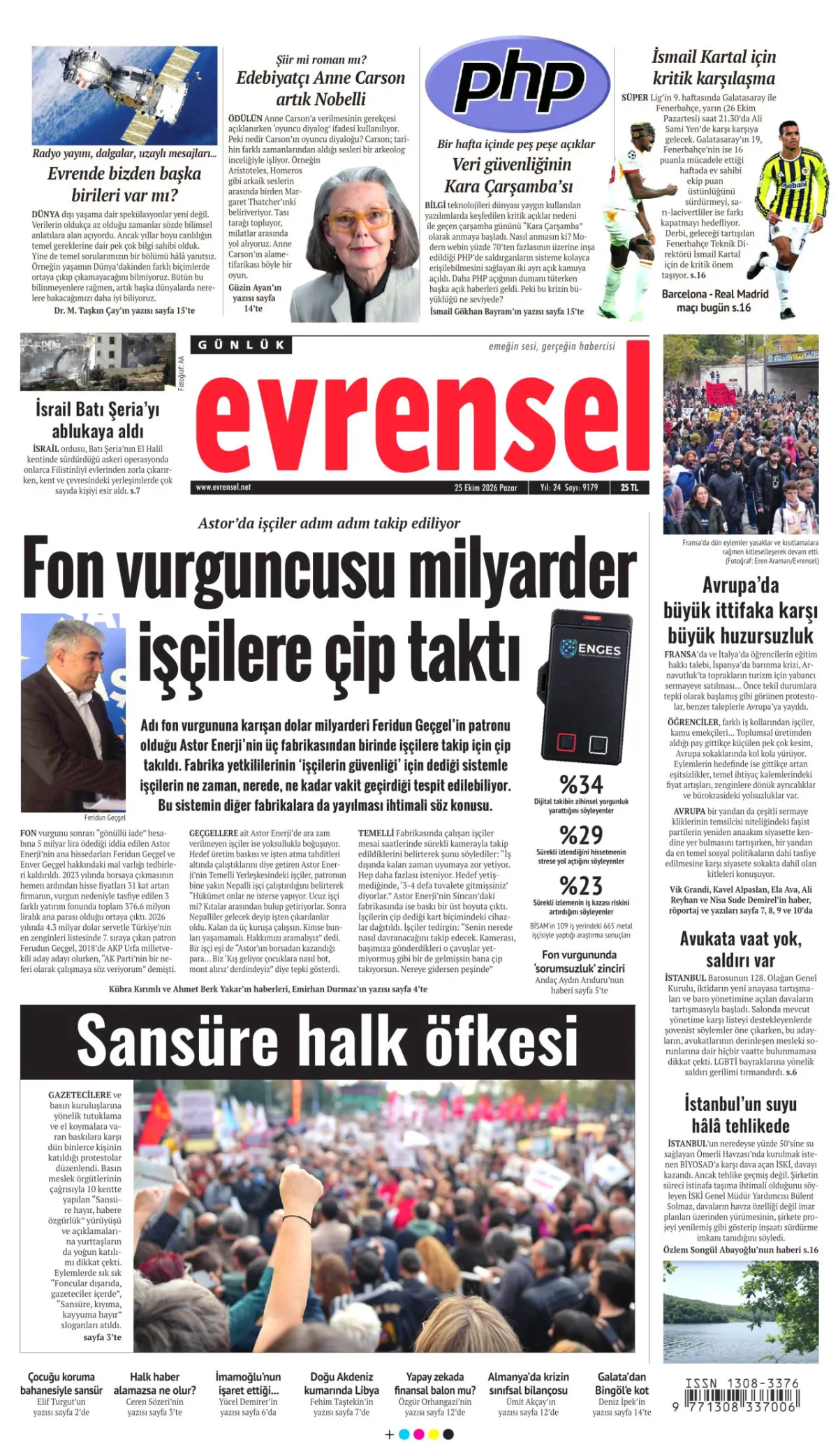 Evrensel birinci sayfa manşeti (26 Ekim 2026)