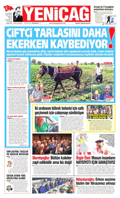 Yeniçağ manşeti