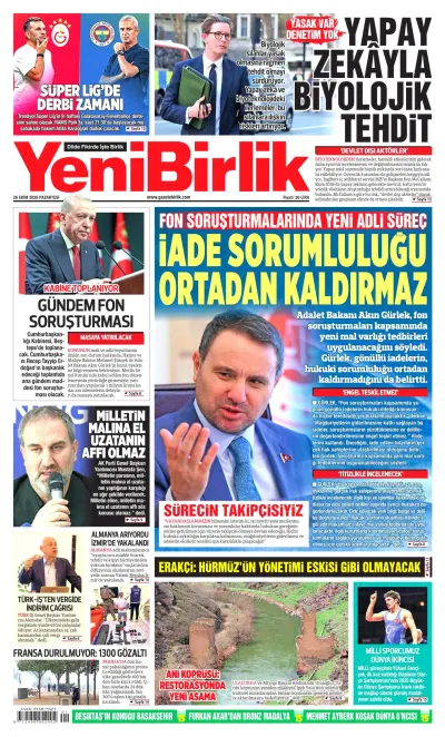 YeniBirlik manşeti