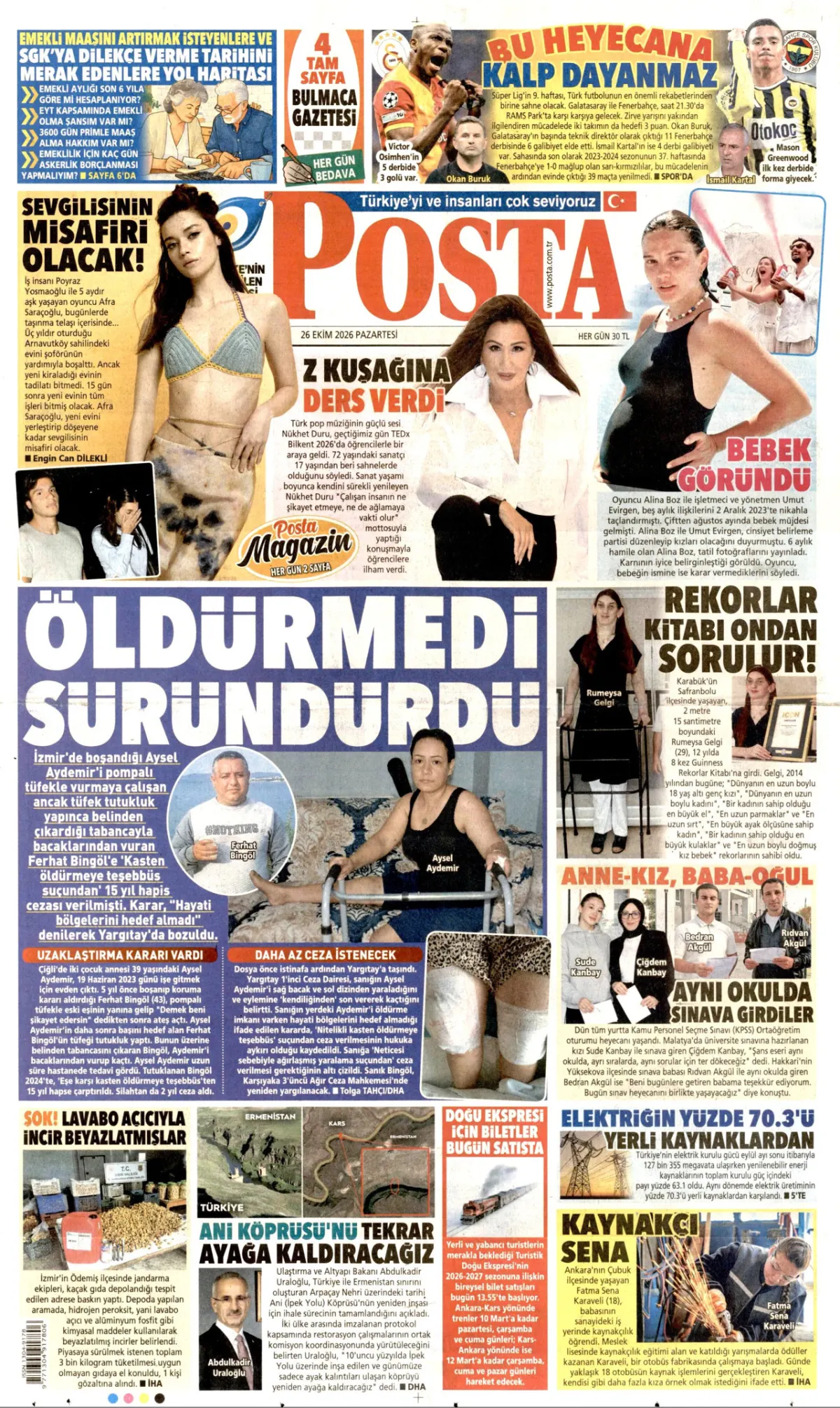 Posta birinci sayfa manşeti (27 Ekim 2026)