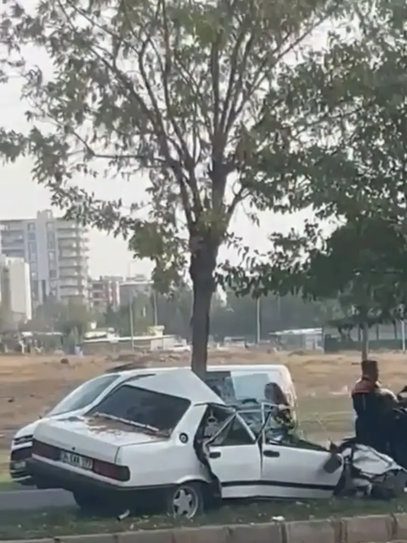 Siverek'te Kontrolden Çıkan Otomobil Ağaca Çarparak İkiye Bölündü: Üç Yaralı