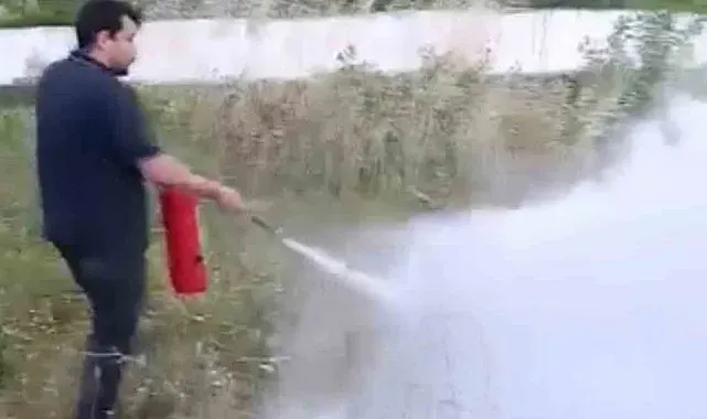 Yangını gören makinistler treni durdurup müdahale etti