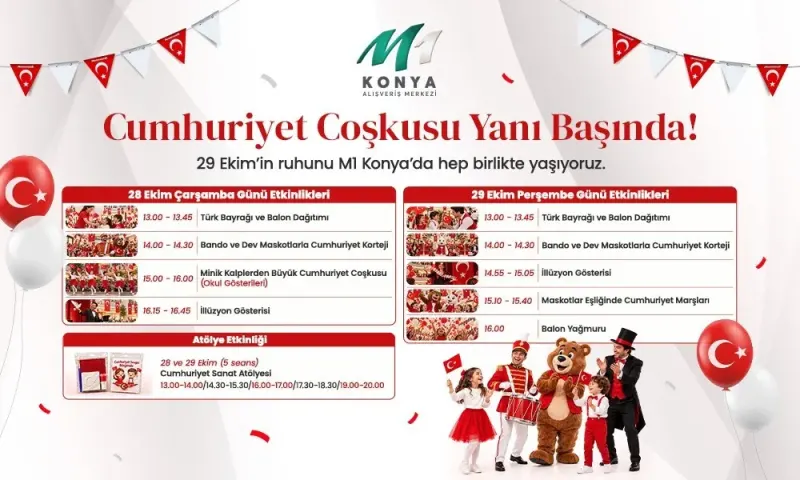 M1 Konya AVM Cumhuriyetin 103üncü Yılını Coşkulu Etkinliklerle Kutlayacak