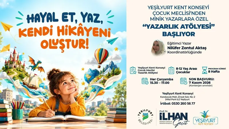 Yeşilyurt Kent Konseyi Çocuklar İçin Yazarlık Atölyesi Düzenliyor