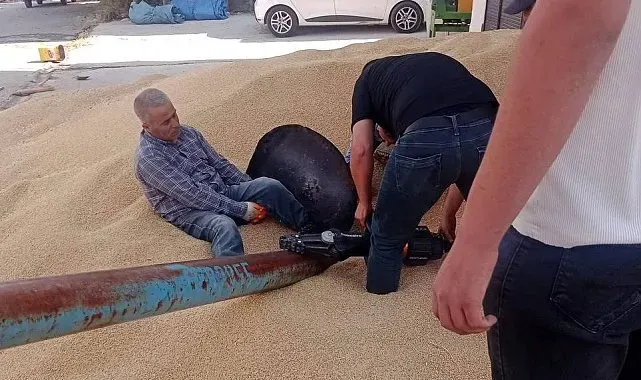 Ayağını hububat elevatörüne kaptıran kişi yaralandı