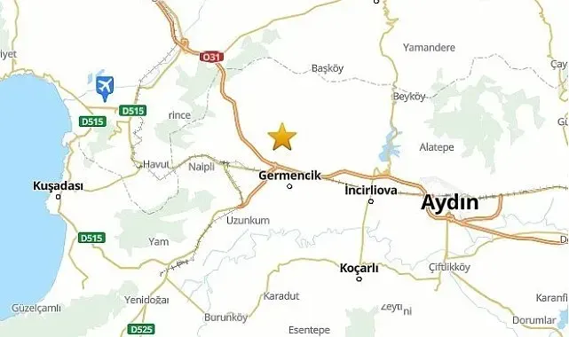 Aydın'da 3.9 şiddetinde deprem meydana geldi