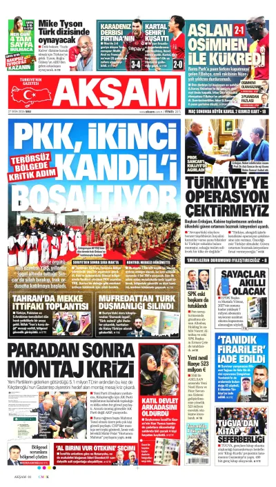 Akşam manşeti