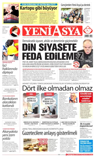 Yeni Asya manşeti