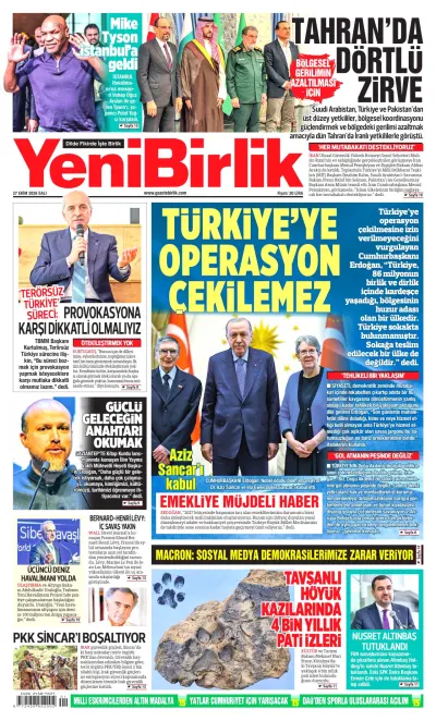YeniBirlik manşeti