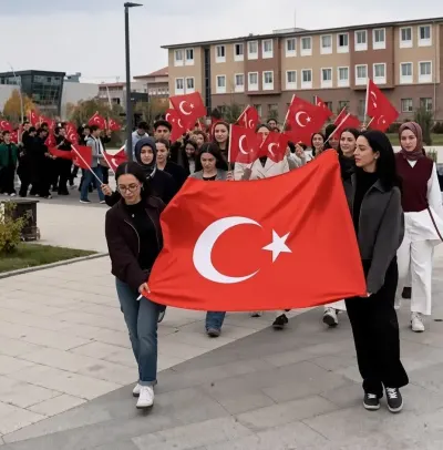 Erzincan Üniversitesinde Cumhuriyet Bayramı İçin Bayrak Yürüyüşü Düzenlendi