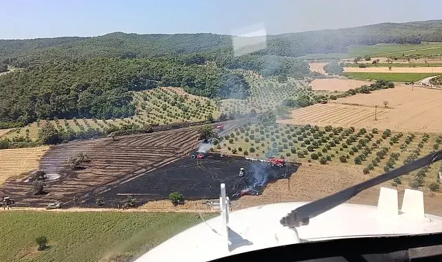 Çanakkale'de tarım arazisinde çıkan yangın ormana sıçramadan kontrol altına alındı