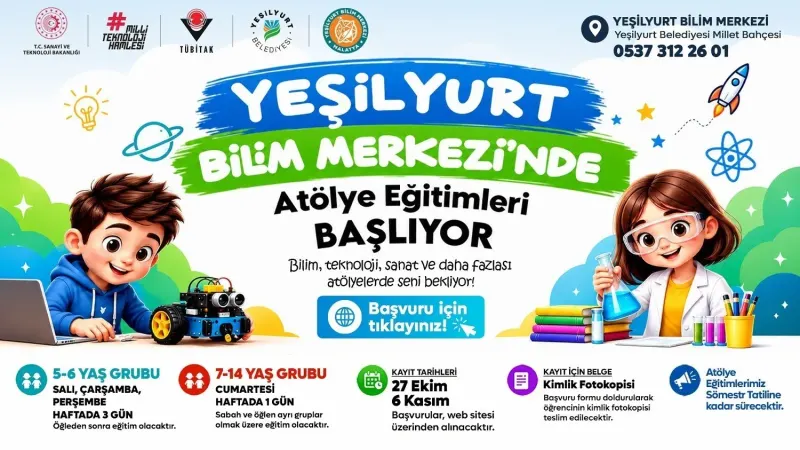 Yeşilyurt Bilim Merkezi Yeni Dönem Atölye Kayıtlarını Başlattı