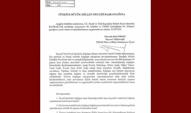 Baki Ersoy, Develi'deki doğalgaz sorununu meclis gündemine taşıdı