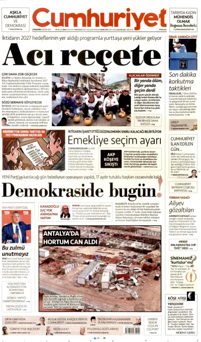 Cumhuriyet manşeti
