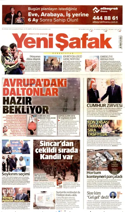 Yeni Şafak manşeti