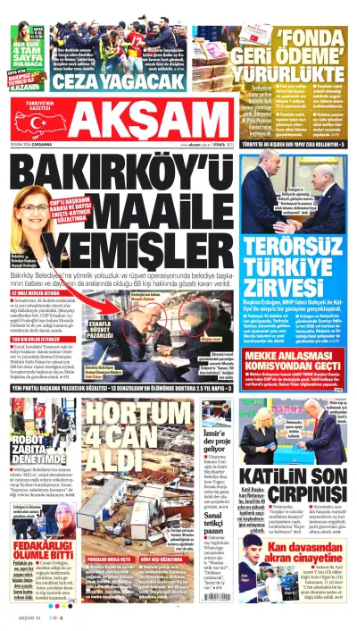 Akşam manşeti