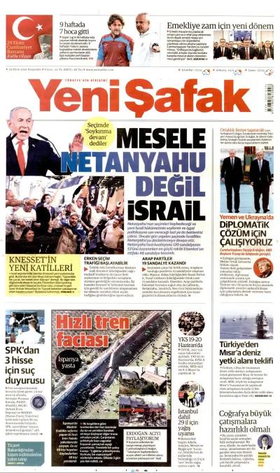 Yeni Şafak manşeti